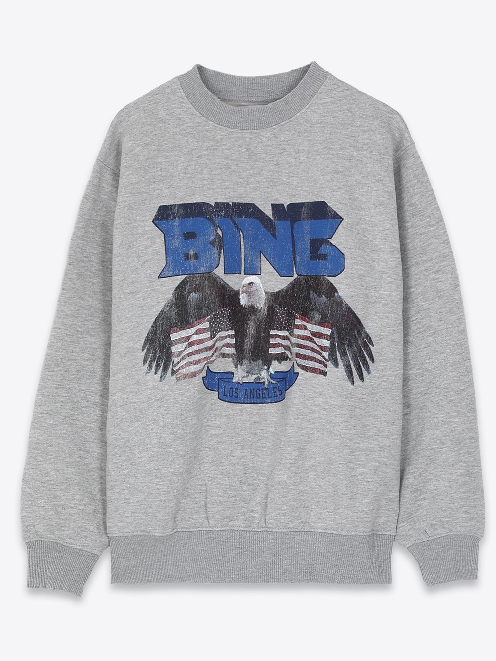 Anine Bing Vintage Bing Eagle Sweatshirt in Heather Grey NWT